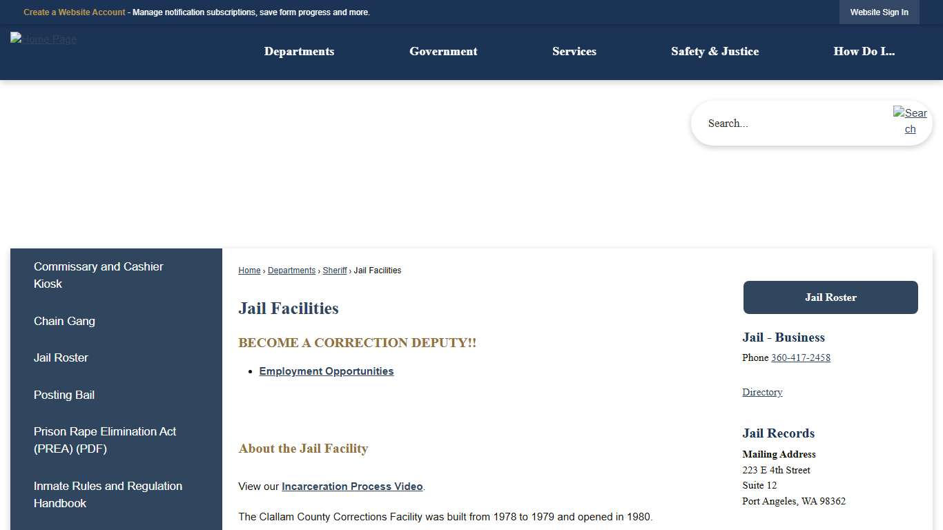 Jail Facilities | Clallam County, WA